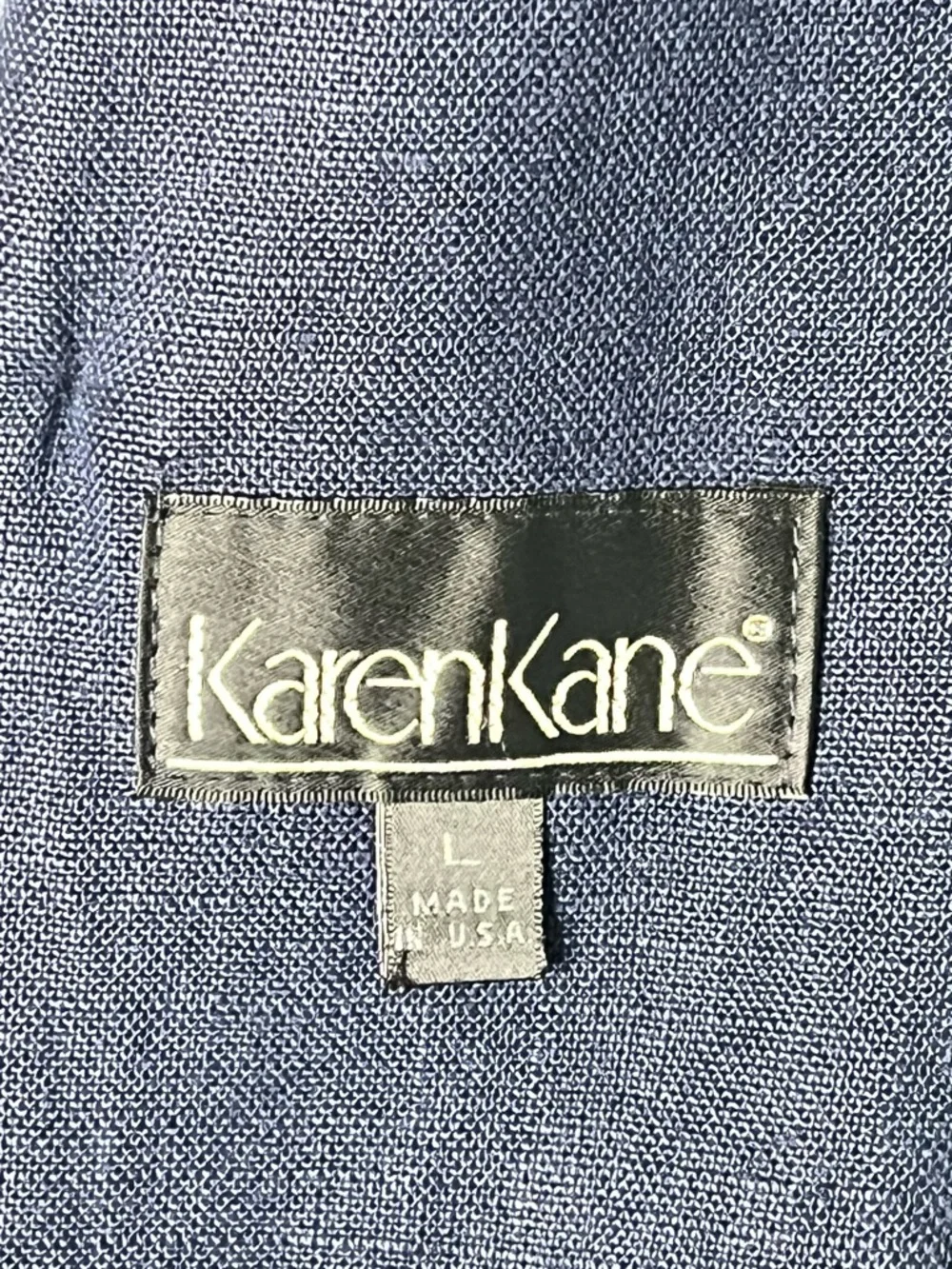 VINTAGE 90s KAREN KANE Women’s Blue 100% Linen Blazer Jacket Size L Preppy